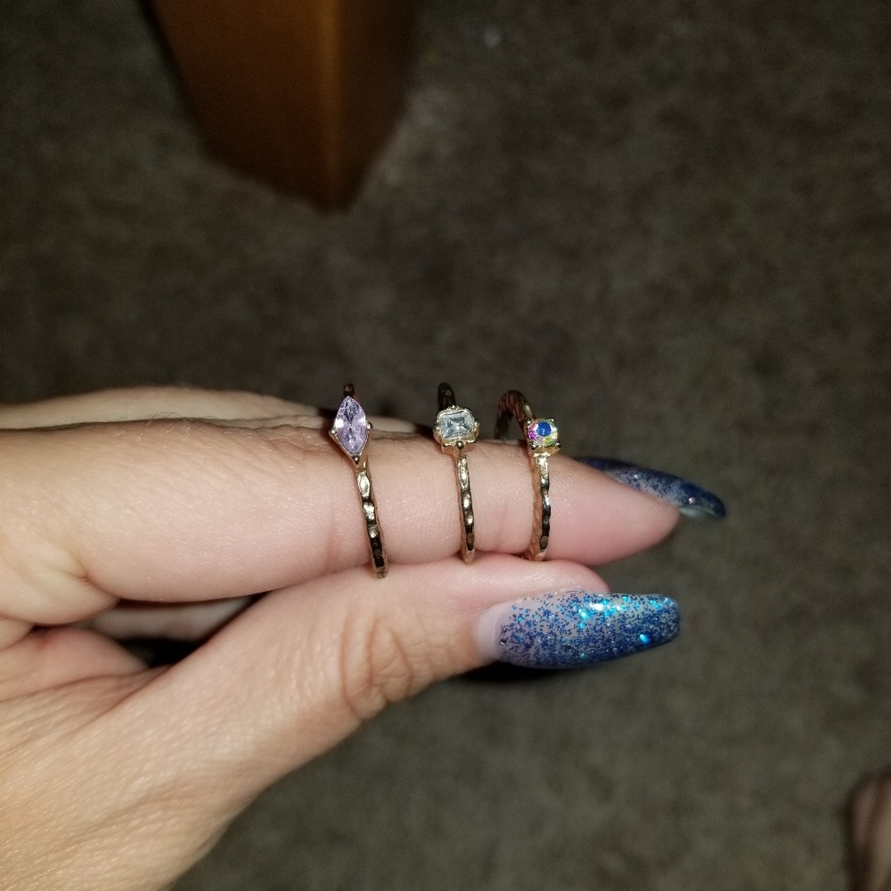 Nwot Stackable Ring Set With Jewels - image 1